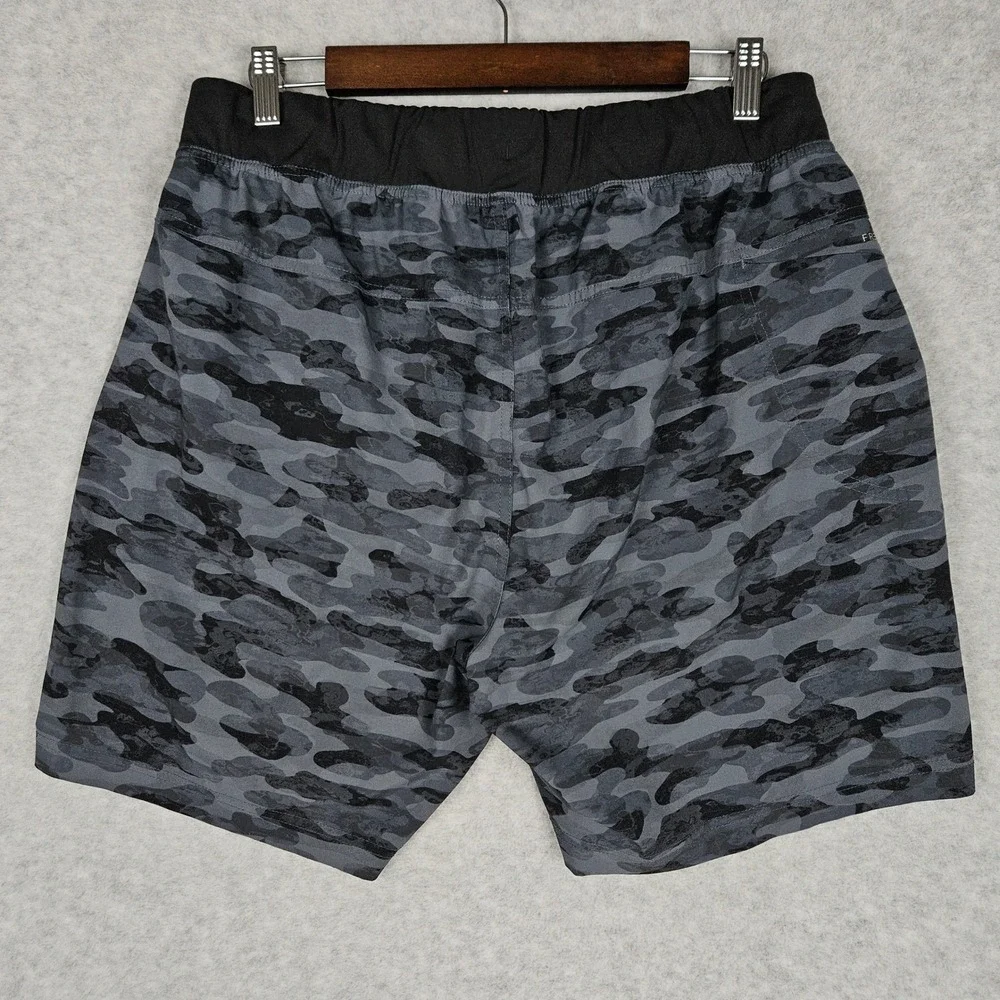 Free Fly Men Large Gray Shorts Breeze Active Camo Lined Athletic Gym Performance